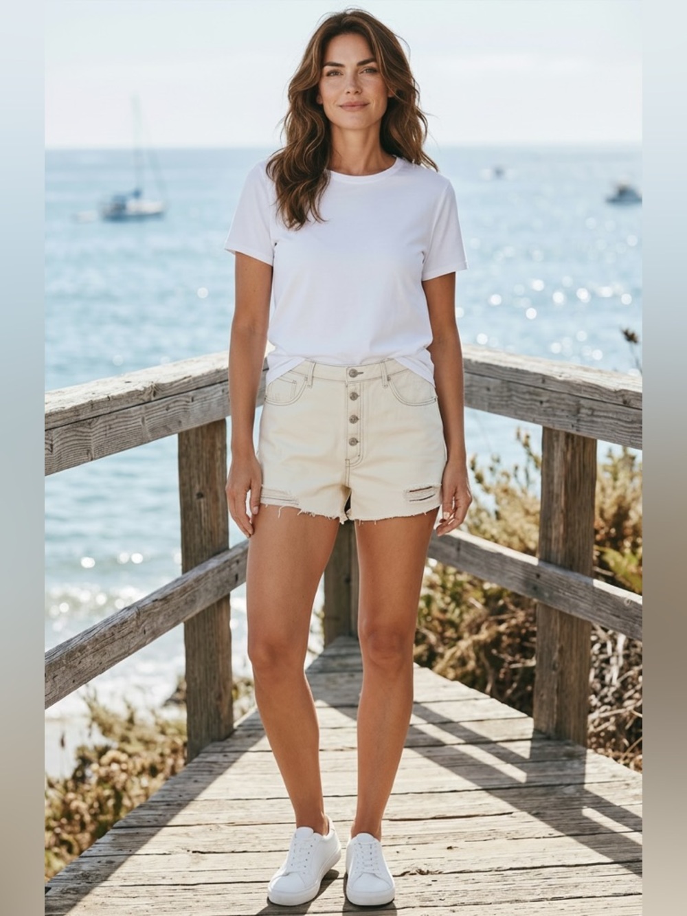 Wild Fable Off-White Button-Fly Jean Shorts - Picture 2 of 6